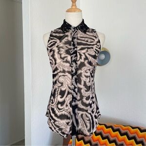 Y2K INC International Concepts Paisley Lace Trim Sheer Top